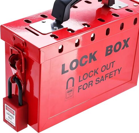 Lockout Tagout Group Lock Box, Red Portable Steel Box 12 Safety Padlock Capacity for Loto Procedures, 2 Pack in Kuwait