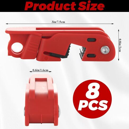 8 Pack Universal Clamp-On Circuit Breaker Lockout - Thumbscrew Device for Single and Double Toggles - Compliant Electrical Safety Lock for 120V/240V Breakers, Red in Kuwait