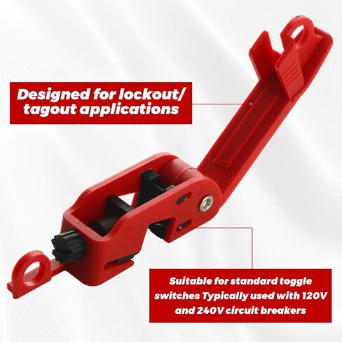 8 Pack Universal Clamp-On Circuit Breaker Lockout - Thumbscrew Device for Single and Double Toggles - Compliant Electrical Safety Lock for 120V/240V Breakers, Red in Kuwait