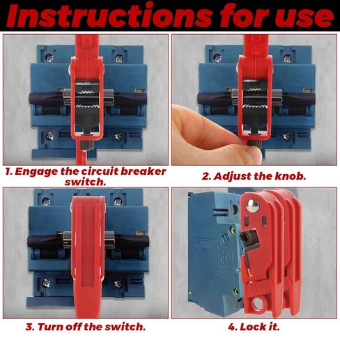 8 Pack Universal Clamp-On Circuit Breaker Lockout - Thumbscrew Device for Single and Double Toggles - Compliant Electrical Safety Lock for 120V/240V Breakers, Red in Kuwait