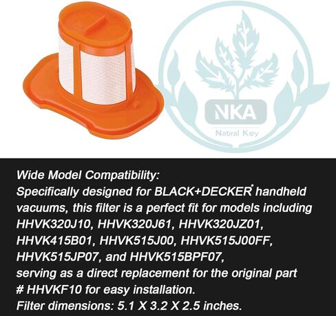 HHVKF10 Filter for Black and Decker Dustbuster Filter,Washable Replacement Filters for black and decker handheld vacuum filter-HHVK320J10/320J61/320JZ01/415B01/515J00/515J00FF/515JP07/515BPF07 in Kuwait