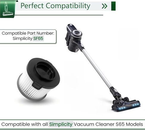 عدد 2 مرشحات HEPA بديلة SF65 - متوافقة مع عصا Simplicity S65/S65S/S65D/S65P اللاسلكية والمكانس الكهربائية المحمولة in Kuwait