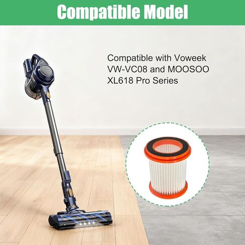 4 Pack HEPA Filters Compatible with Voweek VW-VC08 Cordless Vacuum, Washable Vacuum Filter Replacement for MOOSOO XL618 Pro Series in Kuwait
