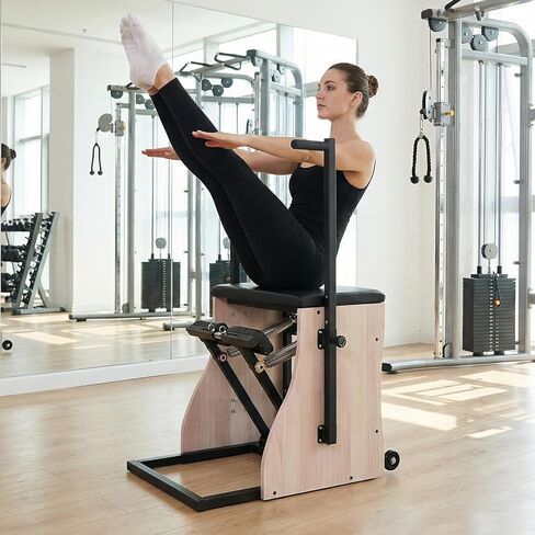 Oak Wood Pilates Chair Professional Yoga Chair Pilates Machine with Adjustable Resistance Handles and Split Pedals for Home and Studio Use in Kuwait