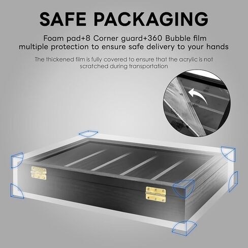 حافظة عرض سكين PiaoHao مع باب أكريليك قابل للقفل للحماية من الأشعة فوق البنفسجية بنسبة 98%، حامل عرض سكين عسكري خشبي قابل للطي على الحائط، حافظات عرض سكين الجيب للتخزين والتجميع، لمسة نهائية سوداء in Kuwait