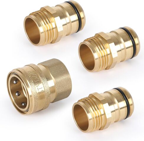 STYDDI 3/4-inch Full Flow Super Heavy Duty Hose Quick Connect Fittings, Lead-free Brass Full Port Garden Hose Quick Connector Coupler, 3/4" GHT High-Volume Hose Quick Release Adapter Set in Kuwait