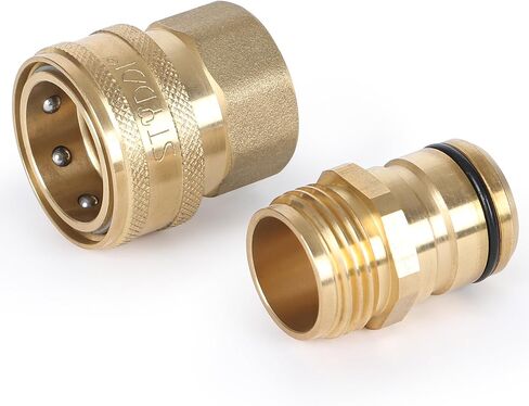 STYDDI 3/4-inch Full Flow Super Heavy Duty Hose Quick Connect Fittings, Lead-free Brass Full Port Garden Hose Quick Connector Coupler, 3/4" GHT High-Volume Hose Quick Release Adapter Set in Kuwait