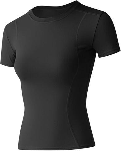 Womens Cropped Crewneck Solid Short Sleeve Slim Fit Tops Casual Slim Fit Shirts Summer Workout Everyday Wear Tee in Saudi Arabia