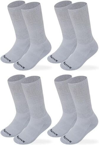 جوارب RATIVE للرجال لمرضى السكري - جوارب من الخيزران للرجال، مقاس عادي وواسع جدًا، غير مربوط، نعل مبطن in Kuwait