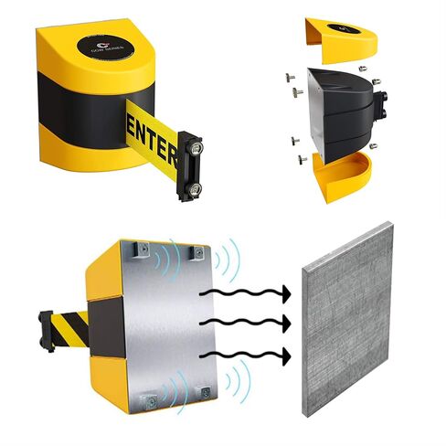 Crowd Control Warehouse - CCW Series WMB-230 Magnetic Wall Mount Retractable Belt Barrier - 30 Foot Belt, Red with"Caution - DO NOT Enter" White Letters Belt with Black ABS Case in Saudi Arabia