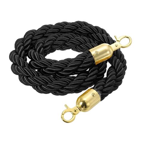MECCANIXITY Twisted Stanchion Rope 3.28 Ft/1 M, Barrier Rope Twisted Post Ropes with Snap Hooks for Posts Stands Queue Divider Crowd Control, Black Golden in Saudi Arabia