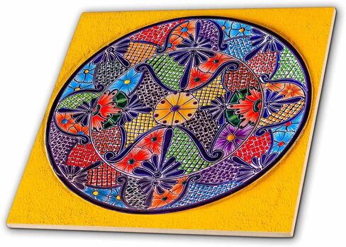 طبق مكسيكي ملون 3dRose، غواناخواتو، بلاط ديكور المكسيك، 12 بوصة سيراميك، شفاف in Kuwait