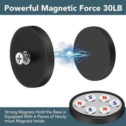 DIYMAG 4Pcs Rubber Coated Anti-Scratch Mounting Magnets, Adhesive Power 30LBS Neodymium Magnet Based with M5 Threaded Studs Strong Magnetic Hold The Base for Light Bar, Mirror, Camera, PTZ(1.69 Inch) in Saudi Arabia