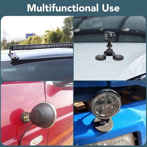 DIYMAG 4Pcs Rubber Coated Anti-Scratch Mounting Magnets, Adhesive Power 30LBS Neodymium Magnet Based with M5 Threaded Studs Strong Magnetic Hold The Base for Light Bar, Mirror, Camera, PTZ(1.69 Inch) in Saudi Arabia