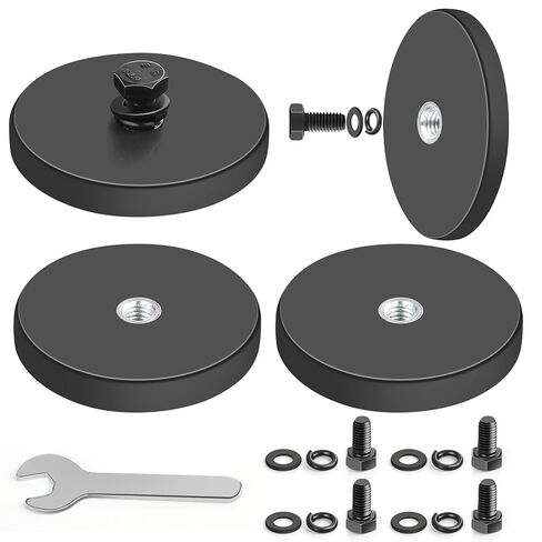 DIYMAG 4Pcs Rubber Coated Anti-Scratch Mounting Magnets, Adhesive Power 30LBS Neodymium Magnet Based with M5 Threaded Studs Strong Magnetic Hold The Base for Light Bar, Mirror, Camera, PTZ(1.69 Inch) in Saudi Arabia