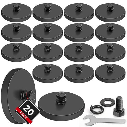 DIYMAG 4Pcs Rubber Coated Anti-Scratch Mounting Magnets, Adhesive Power 30LBS Neodymium Magnet Based with M5 Threaded Studs Strong Magnetic Hold The Base for Light Bar, Mirror, Camera, PTZ(1.69 Inch) in Saudi Arabia