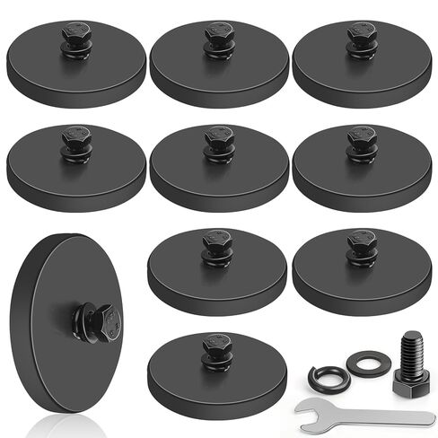 DIYMAG 4Pcs Rubber Coated Anti-Scratch Mounting Magnets, Adhesive Power 30LBS Neodymium Magnet Based with M5 Threaded Studs Strong Magnetic Hold The Base for Light Bar, Mirror, Camera, PTZ(1.69 Inch) in Saudi Arabia