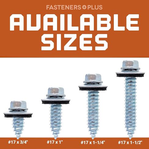 مثبتات بالإضافة إلى ST تثبيت من المعدن إلى المعدن #17 × 1-1/4 بوصة براغي مصقولة مع غسالة مطاطية EPDM، عدد 250 - مصممة لألواح الأسقف والجوانب in Kuwait