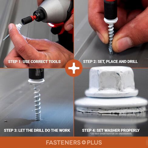 مثبتات بالإضافة إلى ST تثبيت من المعدن إلى المعدن #17 × 1-1/4 بوصة براغي مصقولة مع غسالة مطاطية EPDM، عدد 250 - مصممة لألواح الأسقف والجوانب in Kuwait