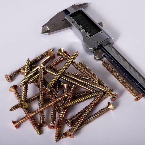 50PCS Flat Head Phillips M6×60mm Carbon Steel Yellow Zinc Plated Wood Screws for Wall Panels Wood & DIY Projects in Saudi Arabia