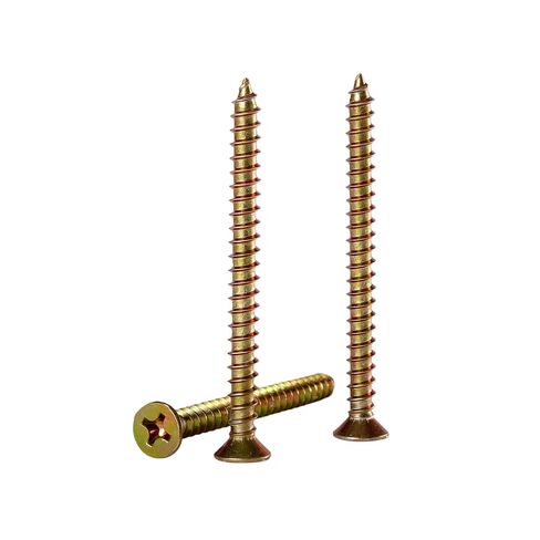 50PCS Flat Head Phillips M6×60mm Carbon Steel Yellow Zinc Plated Wood Screws for Wall Panels Wood & DIY Projects in Saudi Arabia