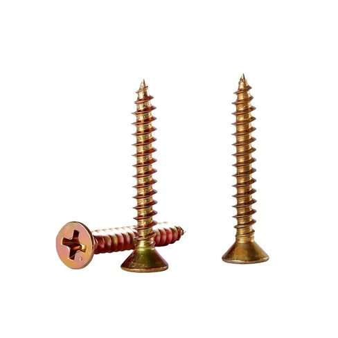50PCS Flat Head Phillips M6×60mm Carbon Steel Yellow Zinc Plated Wood Screws for Wall Panels Wood & DIY Projects in Saudi Arabia