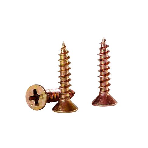 50PCS Flat Head Phillips M6×60mm Carbon Steel Yellow Zinc Plated Wood Screws for Wall Panels Wood & DIY Projects in Saudi Arabia