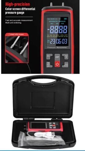 GT5101 ± 250Pa مقياس الضغط المحمول ثنائي المنفذ جهاز اختبار ضغط الغاز مقياس ضغط الهواء مقياس الضغط الرقمي in Kuwait
