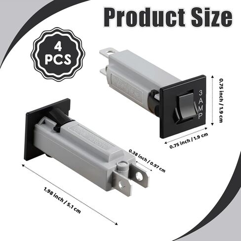 4 قطع من مصهر قاطع الدائرة الحرارية W28-XQ1A-3، 3 أمبير 125/250 فولت تيار متردد و32 فولت تيار مستمر، إعادة ضبط بالضغط، حامل إضافي لأنظمة التدفئة والتهوية وتكييف الهواء والسيارات والأجهزة in Kuwait
