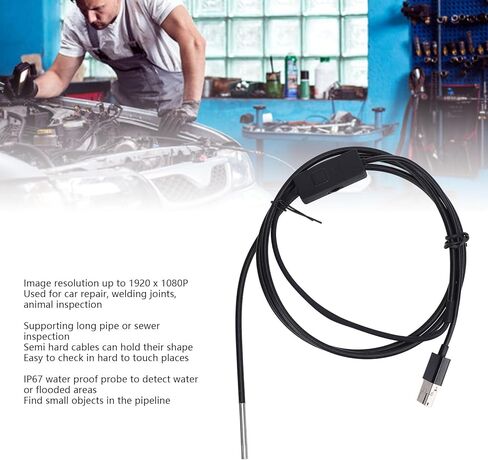 منظار USB، كاميرا بوريسكوب عالية الدقة 3.9 مم 1080 بيكسل مع 6 مصابيح LED قابلة للتعديل ومسبار IP67، لفحص خطوط أنابيب إصلاح السيارات والكشف عن المجاري in Saudi Arabia