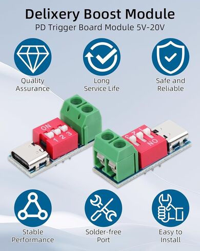RIIEYOCA 5V-20V USB-C PD Trigger Board Module, PD/QC Decoy Fast Charge Module for DIY Power Bank, Laptops Charger,Power Supply Testing Projects (4 Pack) in Saudi Arabia