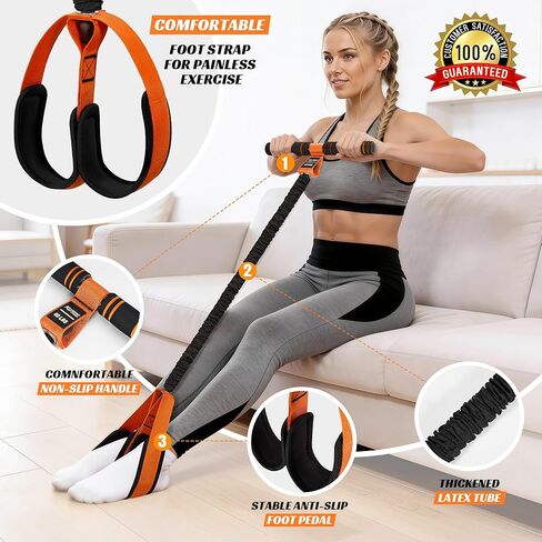 حزام مقاومة بدواسة متعدد الوظائف مع مقبض، معدات تمارين مطورة مع دواسة قدم ناعمة للجلوس وتمارين الصالة الرياضية المنزلية لكامل الجسم، تدريب أساسي/ABS، البيلاتس، اليوغا والعلاج الطبيعي in Kuwait