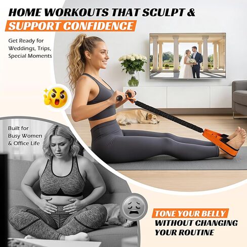 حزام مقاومة بدواسة متعدد الوظائف مع مقبض، معدات تمارين مطورة مع دواسة قدم ناعمة للجلوس وتمارين الصالة الرياضية المنزلية لكامل الجسم، تدريب أساسي/ABS، البيلاتس، اليوغا والعلاج الطبيعي in Kuwait