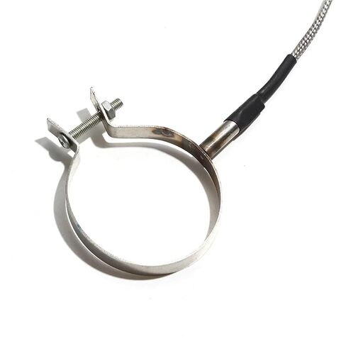 PT100 Clamp Temperature Sensor Diameter 48-65mm Stainless Steel Ring Probe Coil Test Line 2M 1Pcs(2M Diameter 100mm) in Kuwait