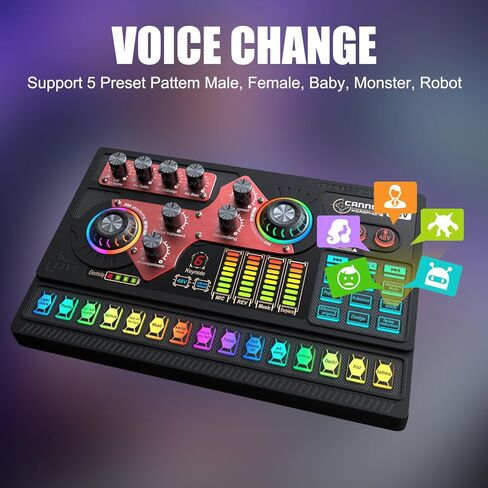 X5 Gaming Audio Mixer، واجهة صوت 3000 مللي أمبير في الساعة للكمبيوتر الشخصي، لوحة الصوت المتدفقة، XLR، مدخل ميكروفون 48 فولت، بطاقة صوت حية مبدل صوت مع تأثيرات DJ Mixer (أسود) in Saudi Arabia