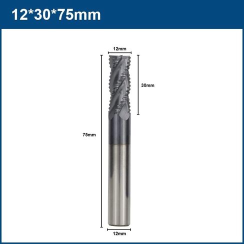 1pcs Carbide Roughing End Mill 4-12mm Dia Solid Carbide End Mill 4 Flute CNC Milling Cutter Bits 50HRC Metal Roughing Machining Router Bit(12xD12x30x75L) in Kuwait