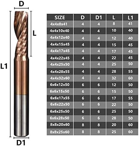 1pcs Spiral Up Cut End Mills 4mm 6mm 8mm Shank Aluminum Cutting End Mill Single Flute CNC Router Bit Carbide Milling Cutter in Kuwait
