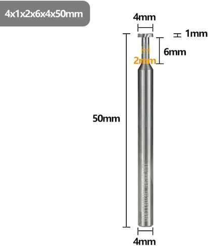 1pcs T Slot End Mill Milling Cutter 4-12mm Shank Solid Carbide Titanium Coating T Slotting End Mill 4 Flutes Carbide Router Bit(4x1x2x6.4x50) in Kuwait