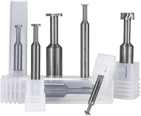 1pcs T Slot End Mill Milling Cutter 4-12mm Shank Solid Carbide Titanium Coating T Slotting End Mill 4 Flutes Carbide Router Bit(4x1x2x6.4x50) in Kuwait