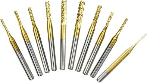 10pcs Carbide End Mill Cutter 0.5-3.175mm PCB Milling Cutter Set Nano Coated Carbide Corn End Mill for PCB Machine CNC Cutting Tool(10pcs 1.1mm) in Kuwait