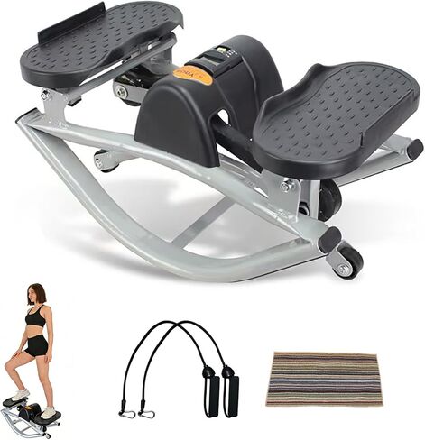 JSDMBD Rock Stepper Step Side-to-Side Lateral Rocking Fitness Stepper with Digital Monitor/Resistance Bands Machine for Home Workout (Dark Gray) in Saudi Arabia