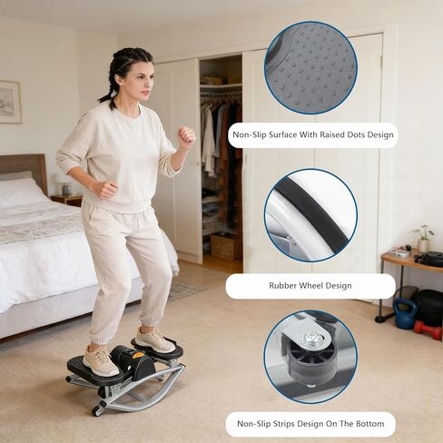 JSDMBD Rock Stepper Step Side-to-Side Lateral Rocking Fitness Stepper with Digital Monitor/Resistance Bands Machine for Home Workout (Dark Gray) in Saudi Arabia