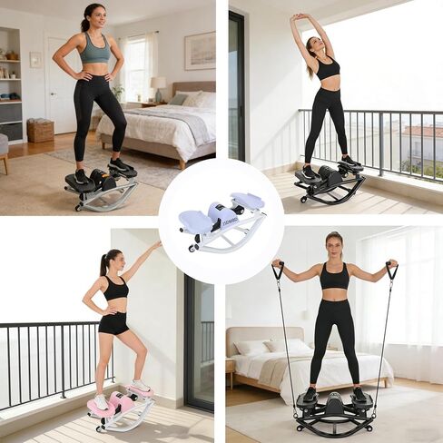 JSDMBD Rock Stepper Step Side-to-Side Lateral Rocking Fitness Stepper with Digital Monitor/Resistance Bands Machine for Home Workout (Dark Gray) in Saudi Arabia