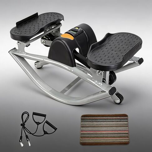 Rock Stepper, Lateral Rocking Fitness Stepper with Digital Display & Resistance Band, Low-Impact Side-to-Side Stepper for Knees/Joints, Compact Portable Home Workout Machine for Legs Glutes Abs in Saudi Arabia
