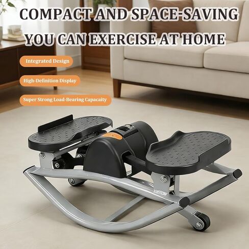 Rock Stepper, Lateral Rocking Fitness Stepper with Digital Display & Resistance Band, Low-Impact Side-to-Side Stepper for Knees/Joints, Compact Portable Home Workout Machine for Legs Glutes Abs in Saudi Arabia