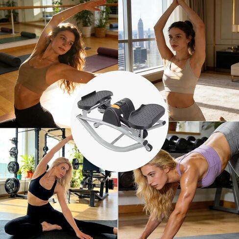Rock Stepper, Lateral Rocking Fitness Stepper with Digital Display & Resistance Band, Low-Impact Side-to-Side Stepper for Knees/Joints, Compact Portable Home Workout Machine for Legs Glutes Abs in Saudi Arabia