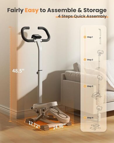 FLYBIRD Stepper with Handlebar, Twist Stair Stepper for Exercises for Leg Workout, 330LB Weight Capacity, Low-Impact Home Cardio Machine Suitable for Beginners 2026 Version in Kuwait