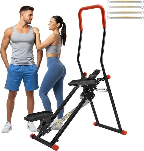 Stair Stepper for Home Gym, Foldable Vertical Climber Workout Machine, 3 Levels of Adjustable Resistance, 350 lbs Capacity Cardio Machine, LCD Monitor, Extended and Widened Anti-Slip footrests in Saudi Arabia