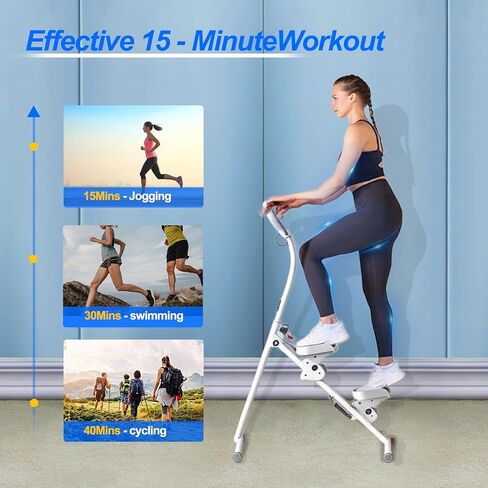 Stair Stepper for Home Vertical Climber, Foldable Full Body Exercise Aerobic Climbing Machines, Mountaineering Fitness Equipment with Adjustable Handles (White) in Kuwait