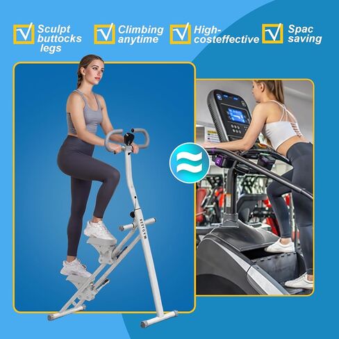 Stair Stepper for Home Vertical Climber, Foldable Full Body Exercise Aerobic Climbing Machines, Mountaineering Fitness Equipment with Adjustable Handles (White) in Kuwait